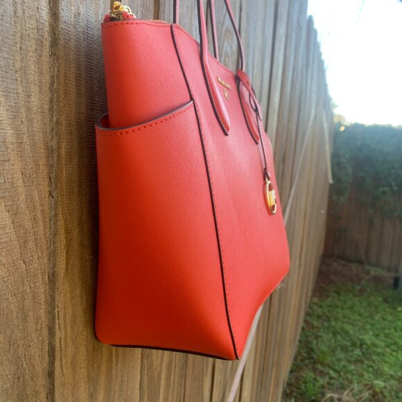 EUC Michael Kors Marilyn Medium Spiced Coral Saffiano Leather Tote Bag - Picture 7 of 14